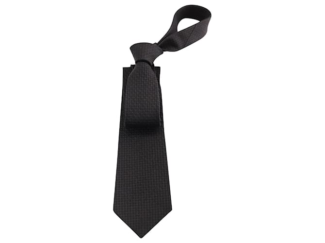 Cravate texturée Bottega Veneta en soie noire  ref.617717