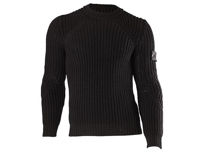 Sweater de malha canelada Stone Island Shadow Project em algodão preto  ref.617743
