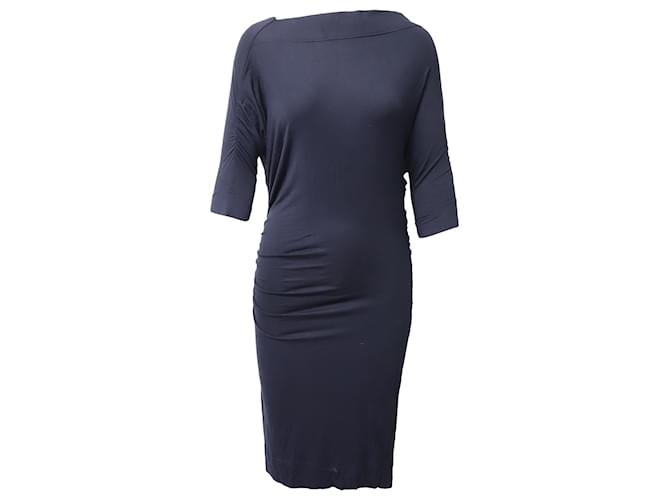 Vivienne Westwood Anglomania Draped Long Sleeve Dress in Navy Blue Viscose  Cellulose fibre  ref.617749
