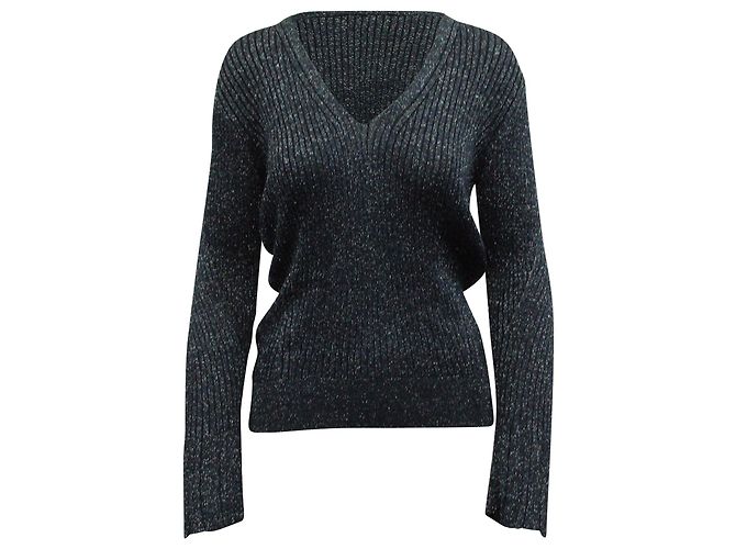 Chloé Chloe Lamé Rippstrickpullover aus marineblauer Viskose