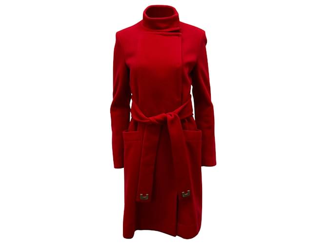 Diane von Furstenberg Felted Sabrina Coat in Red Wool  ref.617755