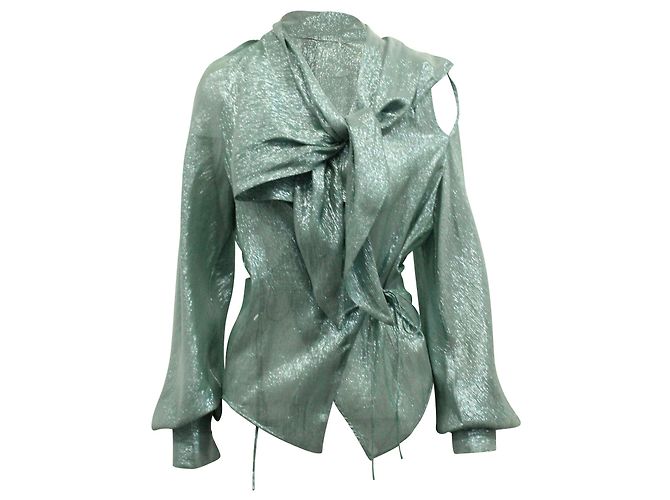 Blusa drapeada con nudo forrado en seda celeste de Petar Petrov Azul Azul claro