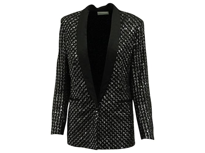 Sandro Paris Sequined Tailored Blazer in Black Polyester  ref.617781