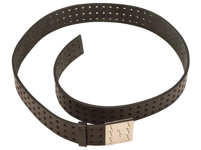 Hermès Box Figure Perforated Belt in Black Leather