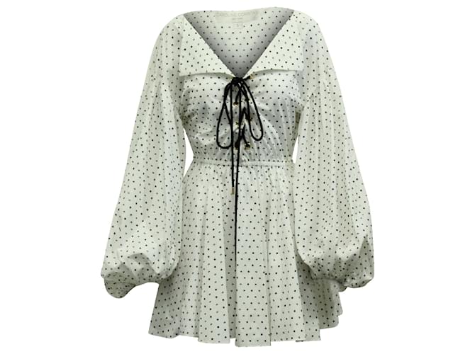 Autre Marque Caroline Constas Olympia Mini Robe Imprimée en Coton Blanc  ref.617806