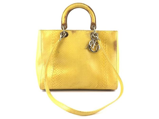 Dior Lady Python Skin Shoulder Bag Yellow