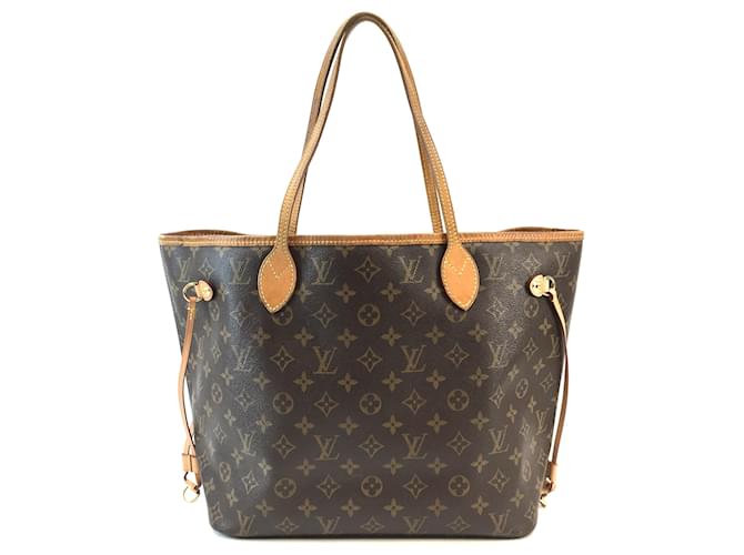 Louis Vuitton, Bags, Authentic Louis Vuitton Brown Monogram Canvas  Leather Neverfull Gm Tote Bag