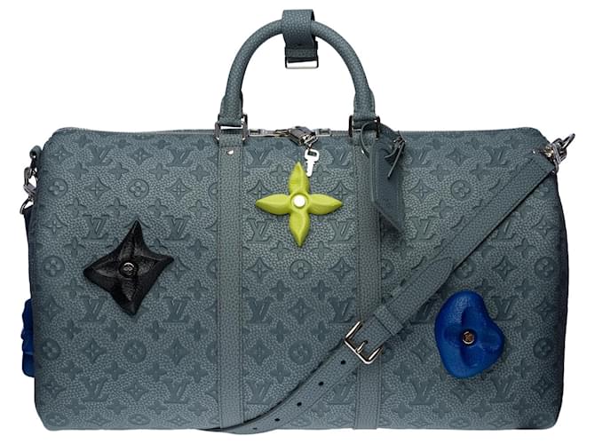 Louis Vuitton NEU - Ultra-exklusiv - Virgil Abloh Fashion Shows - Keepall 50 Granit-Schulterriemen aus grauem Taurillon-Leder  ref.619006