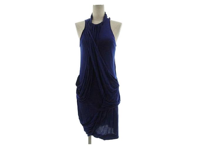 ALEXANDER MCQUEEN Kleid, ärmellos, knielang, drapiert, eng, blau, blau 40 Damen Polyester Lyocell Polyurethan  ref.619032