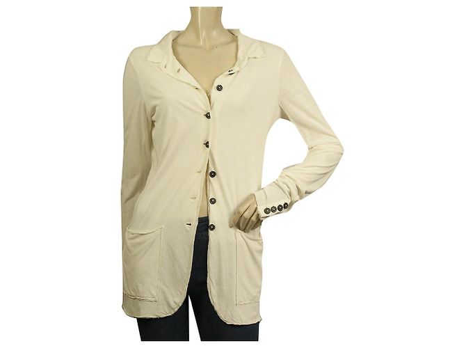 Rundholz DIP Off White Button Front Pocket Long Cardigan Leichte Jacke Gr. S Weiß