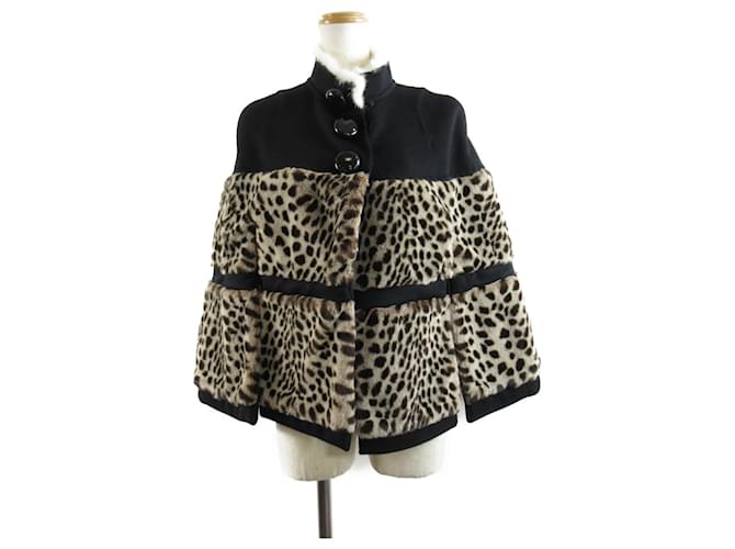 Poncho Louis Vuitton Preto Estampa de leopardo Casimira  ref.619077