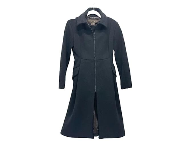 LOUIS VUITTON Bombón de piel de visón de Louis Vuitton con cremallera para mujer abrigo largo de lana para mujer negro  ref.619108