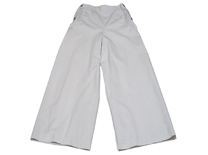 Chanel Pants, leggings Cream Cotton  ref.619167