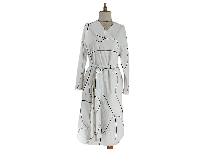 Bitte Kai Rand Kimono Mantel Kleid Schwarz Weiß Viskose