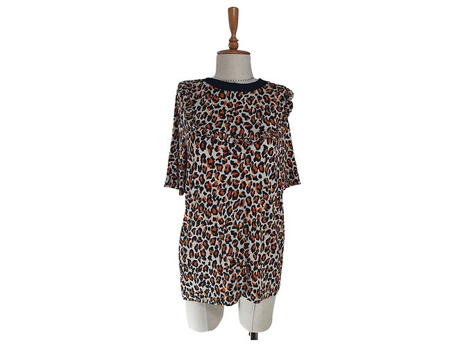 Top Baum und Pferdgarten estampa de leopardo viscose Multicor