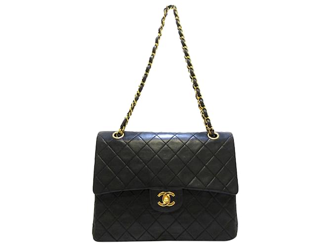 Chanel Black CC Timeless Lambskin Leather lined Flap  ref.619357