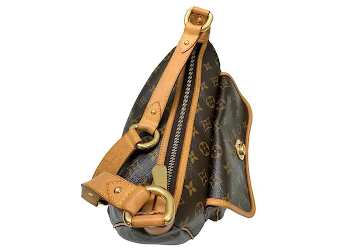 LOUIS VUITTON TIKAL GM Bag Monogram Canvas Brown Leather Cloth ref