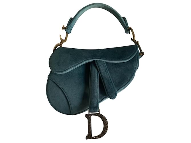 Christian Dior Hand bags Light blue Velvet  ref.619643