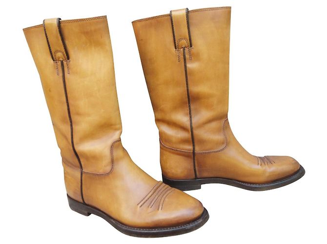 Botas Western Gucci de cuero marrón claro 37,5 FR