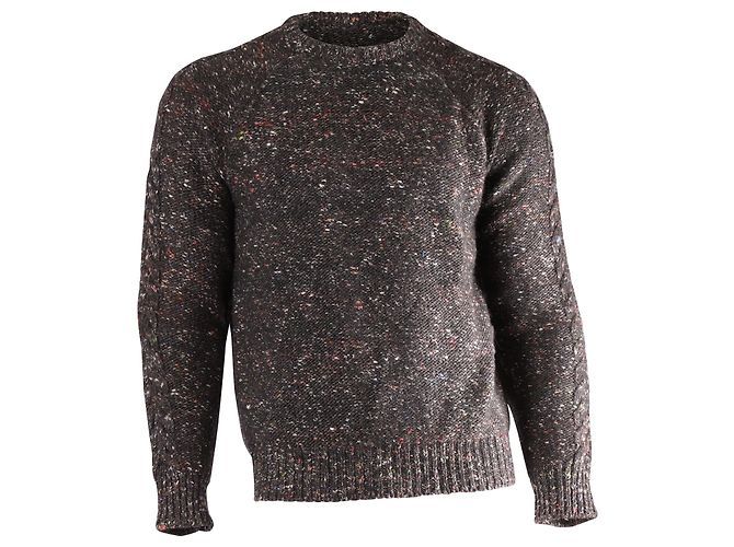 Autre Marque Herr P. Donegal-Pullover mit Zopfmuster aus grauer Merinowolle