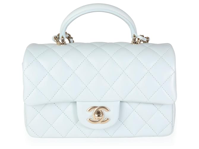 Chanel Light Blue Quilted Lambskin Rectangular Mini Top Handle Flap Bag  Leather ref.620179 - Joli Closet