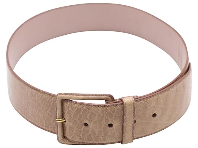 Cinturón con relieve de cocodrilo Miu Miu en cuero rosa claro  ref.620208