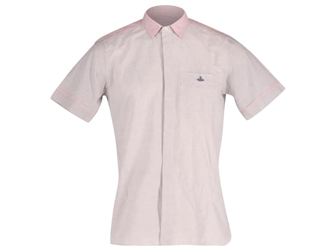 Vivienne Westwood Classic Short Sleeve Button Front Shirt in Pink and Grey Cotton  Multiple colors  ref.620215