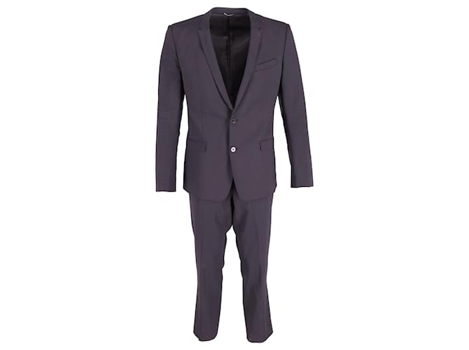 Dolce & Gabbana Einreihiger Anzug und Hose aus marineblauer Schurwolle  ref.620245