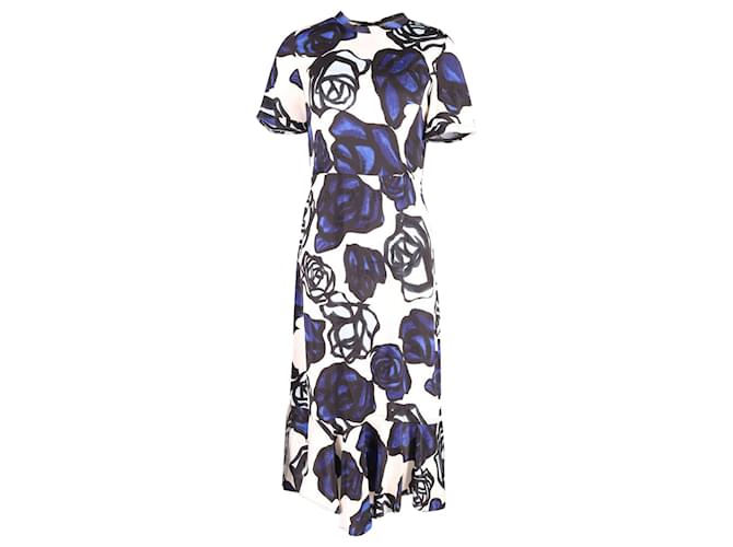 Marni Roma Floral Print Midi Dress in Blue Viscose Cellulose fibre  ref.620248