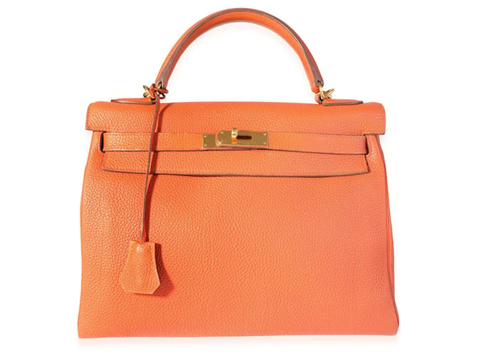 Hermès Hermes Orange Togo Retourne Kelly 32 GHW Leather  ref.620260