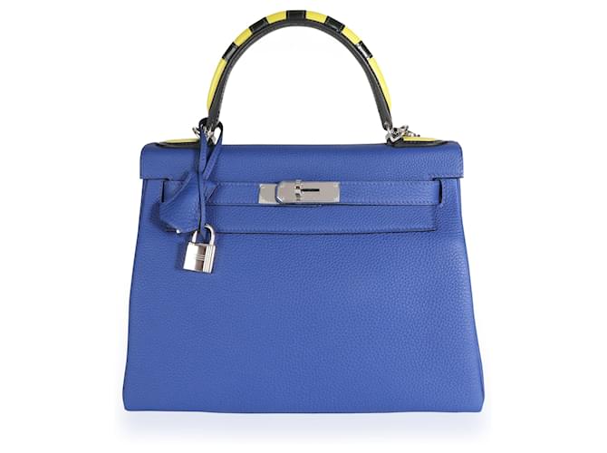 Hermès Hermes Limited Edition Bleu Electrique Togo Au Trot Retourne Kelly 28 PHW Blau  ref.620269
