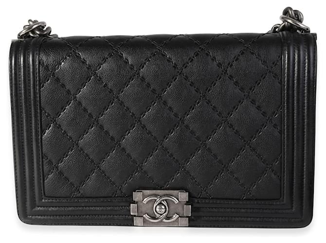 Chanel Black Quilted Whipstitch Calfskin New Medium Boy Bag  Leather Pony-style calfskin  ref.620290