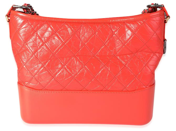 Chanel Orange Quilted Aged Calfskin Large Gabrielle Hobo   ref.620312
