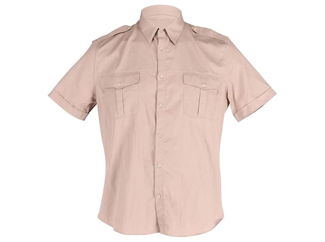 Gucci Short Sleeve Button Front Shirt in Beige Cotton   ref.620317