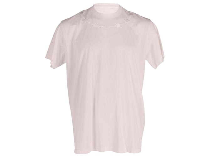 T-shirt a maniche corte in cotone bianco con applicazione di filo spinato di Givenchy  ref.620319