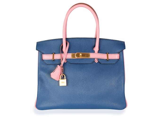 Hermès Hermes Hss Bleu Saphir & Rose Konfetti Chevre Birkin 30 Bhw Blau  ref.620325