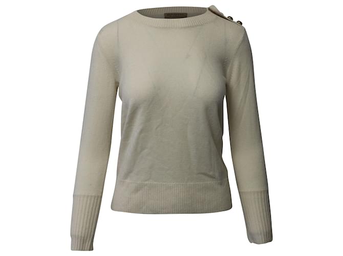 Burberry Epaulette Sweater in Cream Wool White  ref.620363