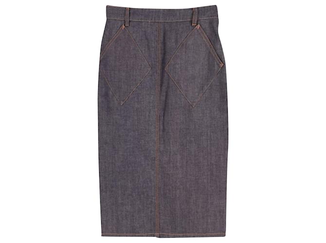 Balenciaga Denim Skirt with Diamond Pockets in Navy Blue Cotton  ref.620365