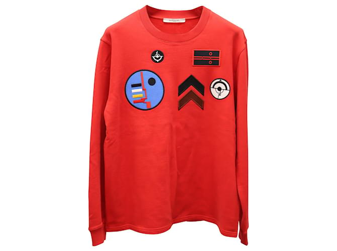 Sudadera Givenchy con apliques de parche en algodón rojo Roja  ref.620393