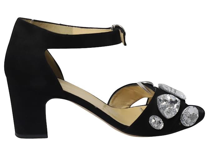 Bionda Castana Crystal-Embellished Maggie Sandals in Black Suede  ref.620454