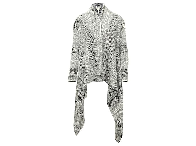 Maje Asymmetrical Cardigan in Black and White Cotton Multiple colors  ref.620467