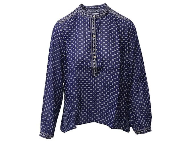 Isabel Marant Etoile Floral Printed Blouse in Blue Cotton   ref.620484