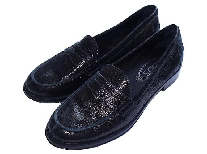 TOD'S PENNY LOAFERS Black Leather  ref.621013