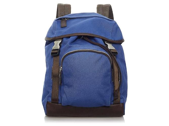 Prada Tessuto Drawstring Backpack Blue Nylon  ref.621139