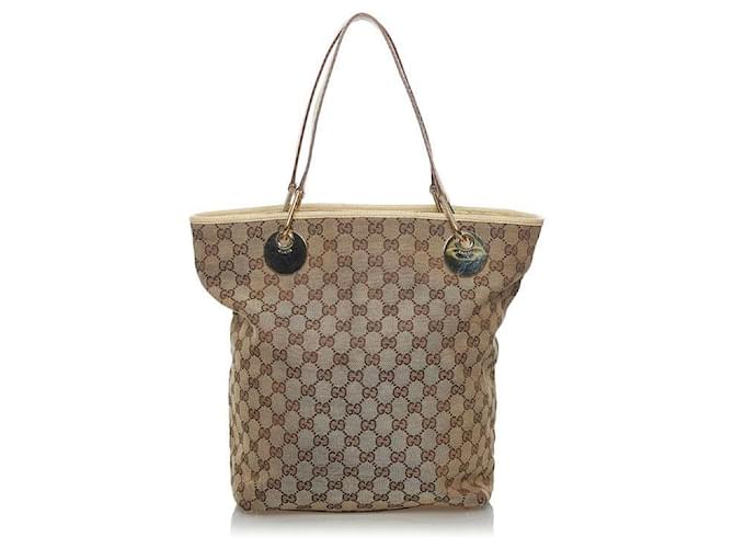 Gucci GG Canvas Eclipse Tote Bag Beige Cloth  ref.621182