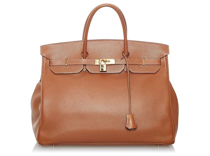 Hermès Hermes Brown Epsom Birkin 40 Braun Leder Kalbähnliches Kalb  ref.621297