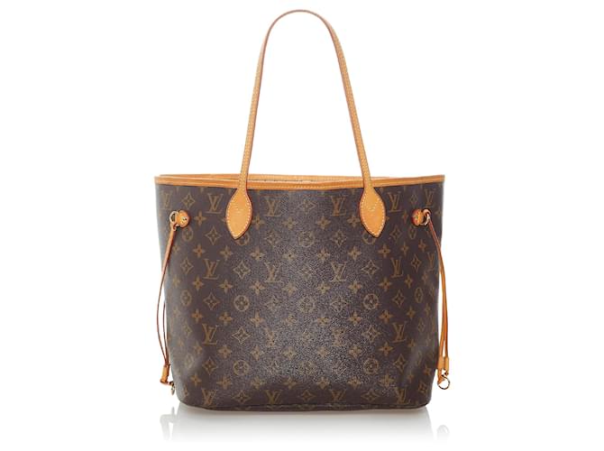 Louis Vuitton Brown Monogram Neverfull MM Leather Cloth  ref.621320