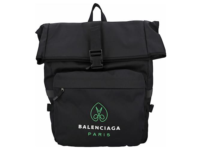 Balenciaga Men Logo Print Backpack in Black Nylon  ref.621427