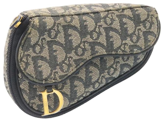 Christian Dior Christian Dior Saddle Pouch Pouch Trotter Canvas Blue Ladies  ref.622230