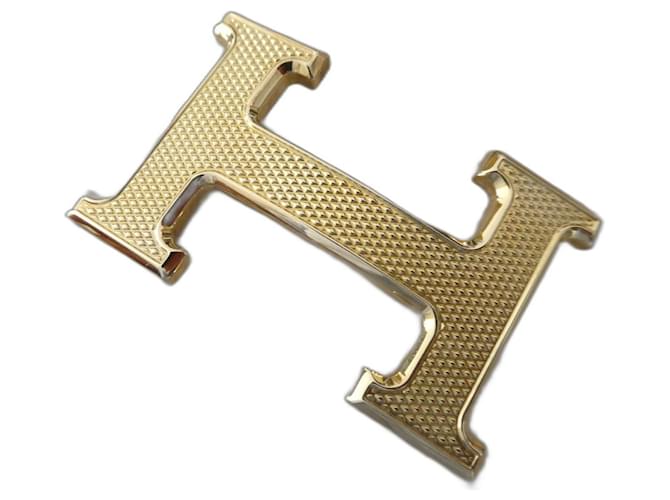 Hermès boucle de ceinture hemrès 5382 métal doré guillochée 32mm Acier Bijouterie dorée  ref.622244